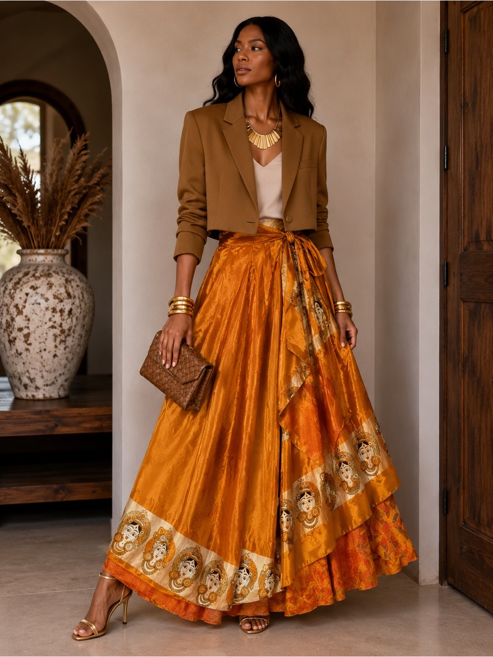Indian Silk Reversible Wrap Skirt